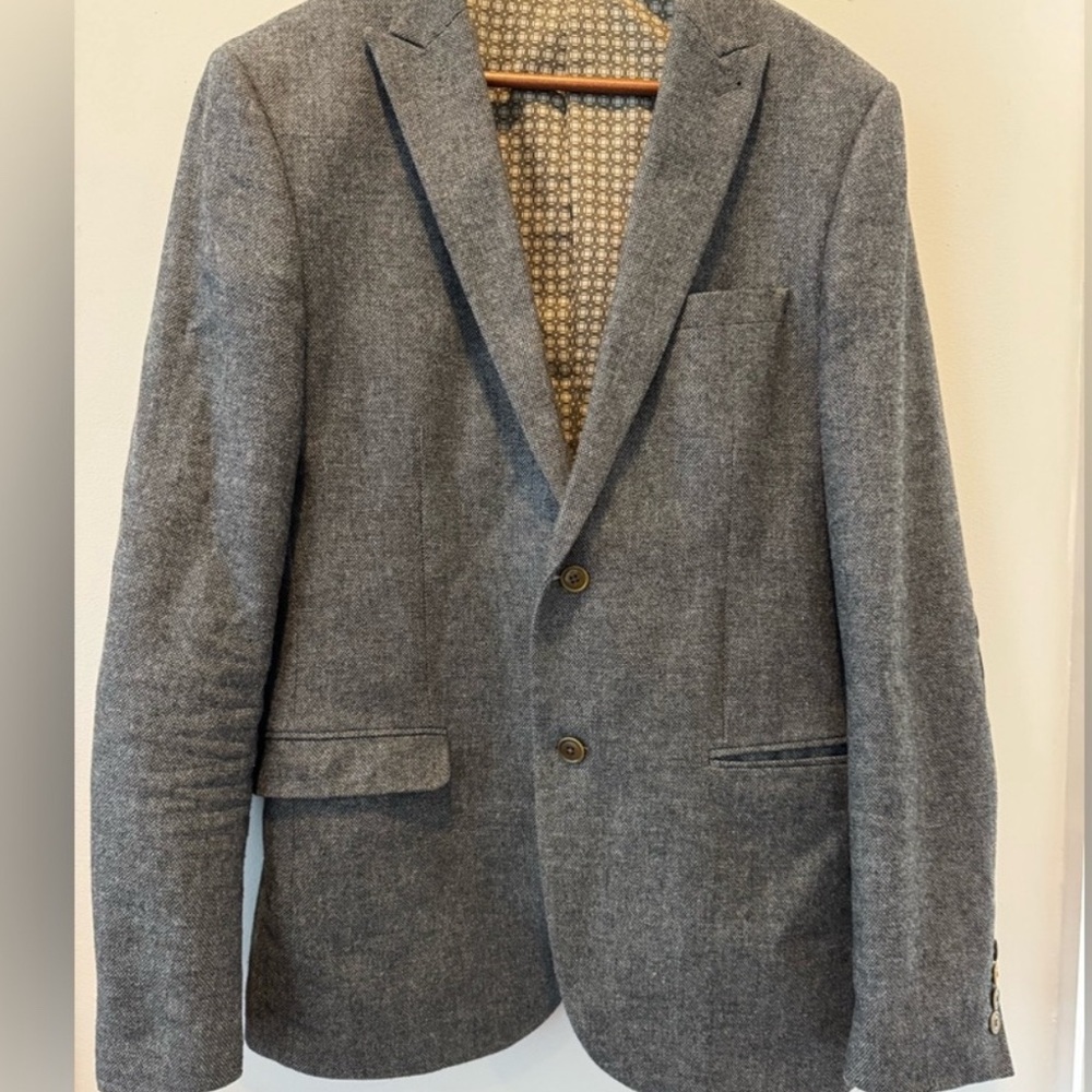 Next Tailoring Elbow Patch Blazer Wool Blend Mens… - image 1